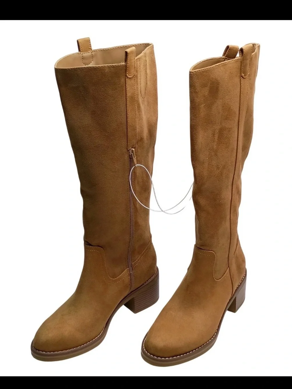 Kensie Naya B Tall Boot Women Size 7 Brown Faux Suede Block Heel